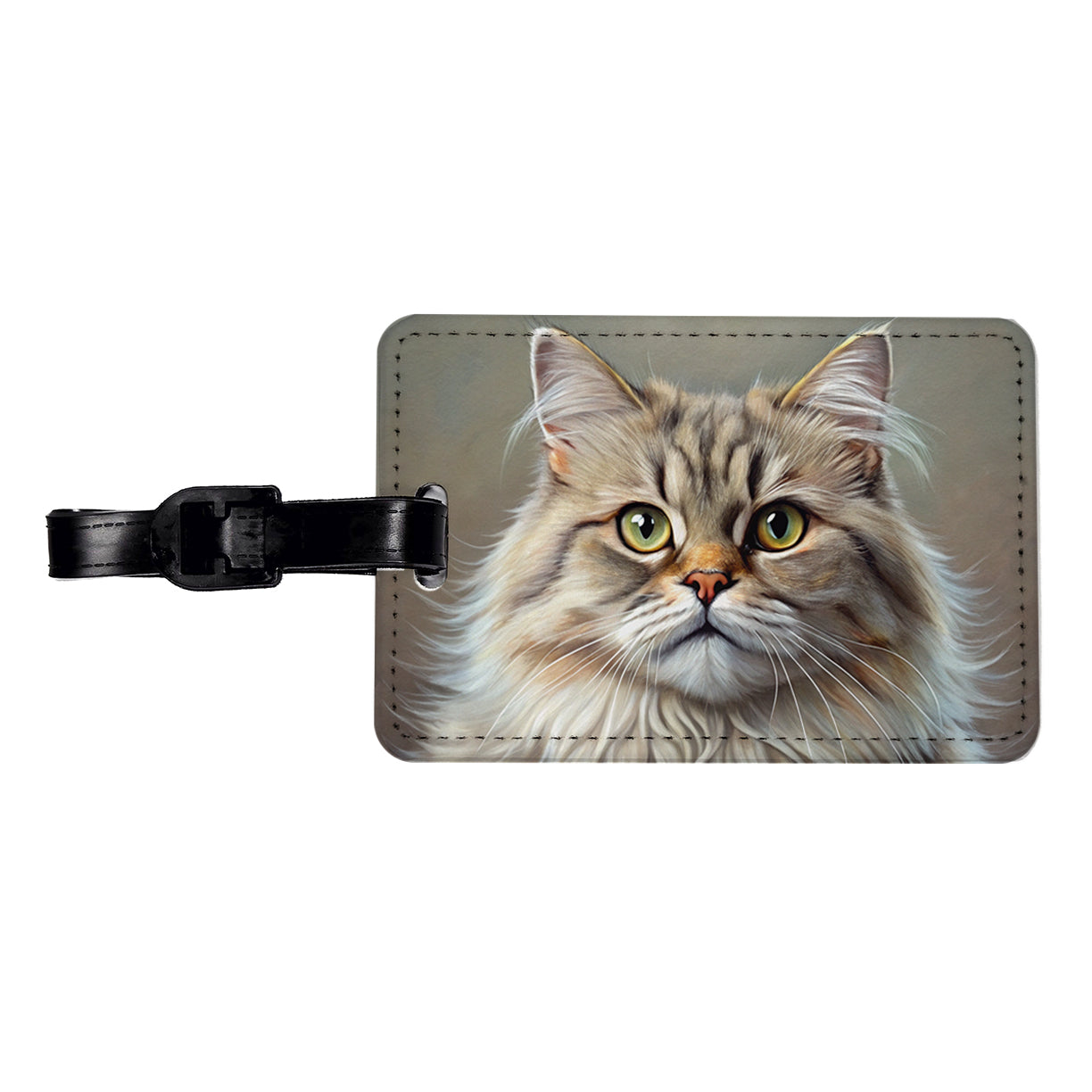 British Longhair Cat Illustration Travel Faux Leather Luggage Tag
