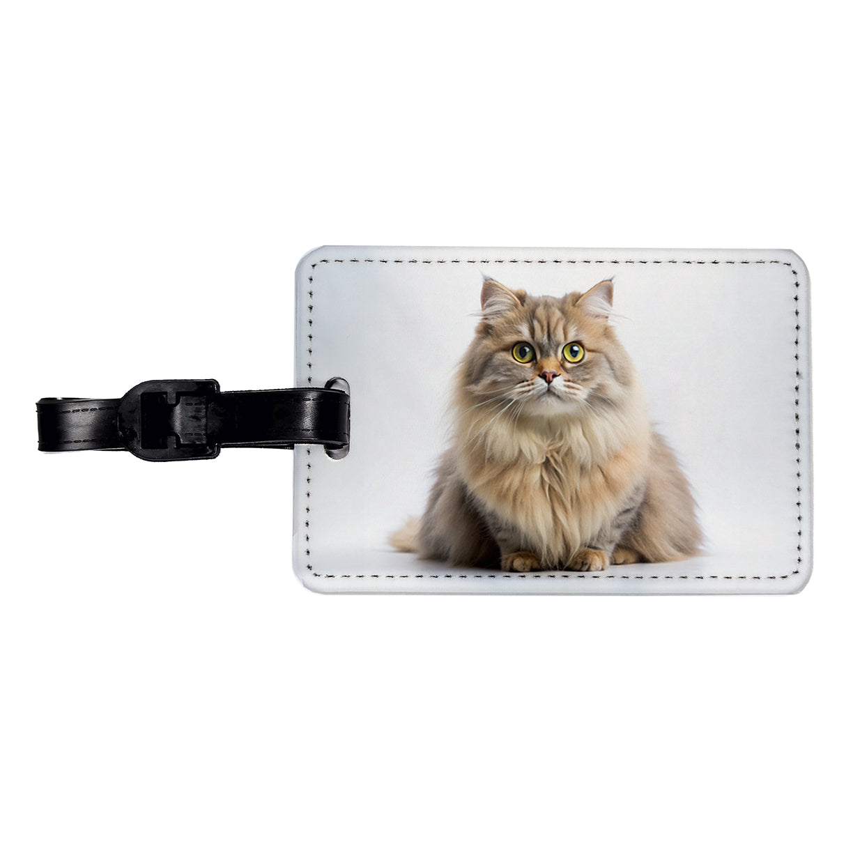 British Longhair Cat Photo Travel Faux Leather Luggage Tag