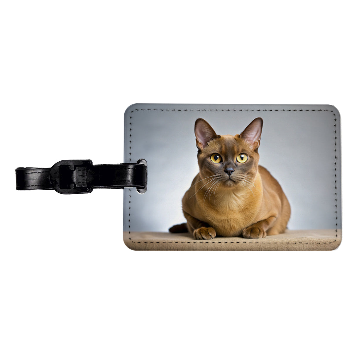 Burmese Cat Photo Travel Faux Leather Luggage Tag