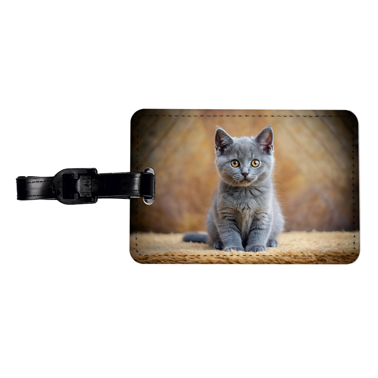 Chartreux Cat Kitten Photo Travel Faux Leather Luggage Tag