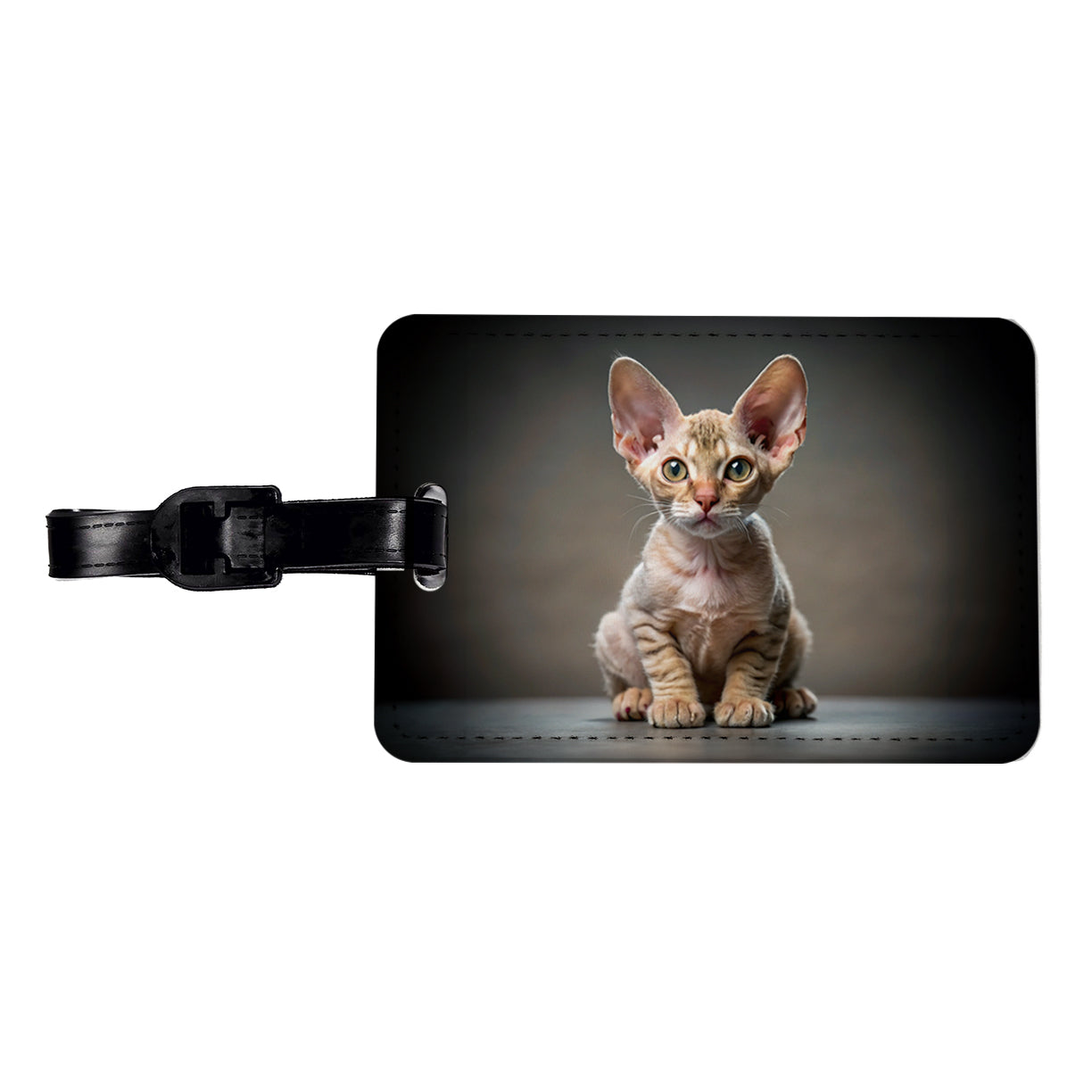 Devon Rex Cat Kitten Photo Travel Faux Leather Luggage Tag