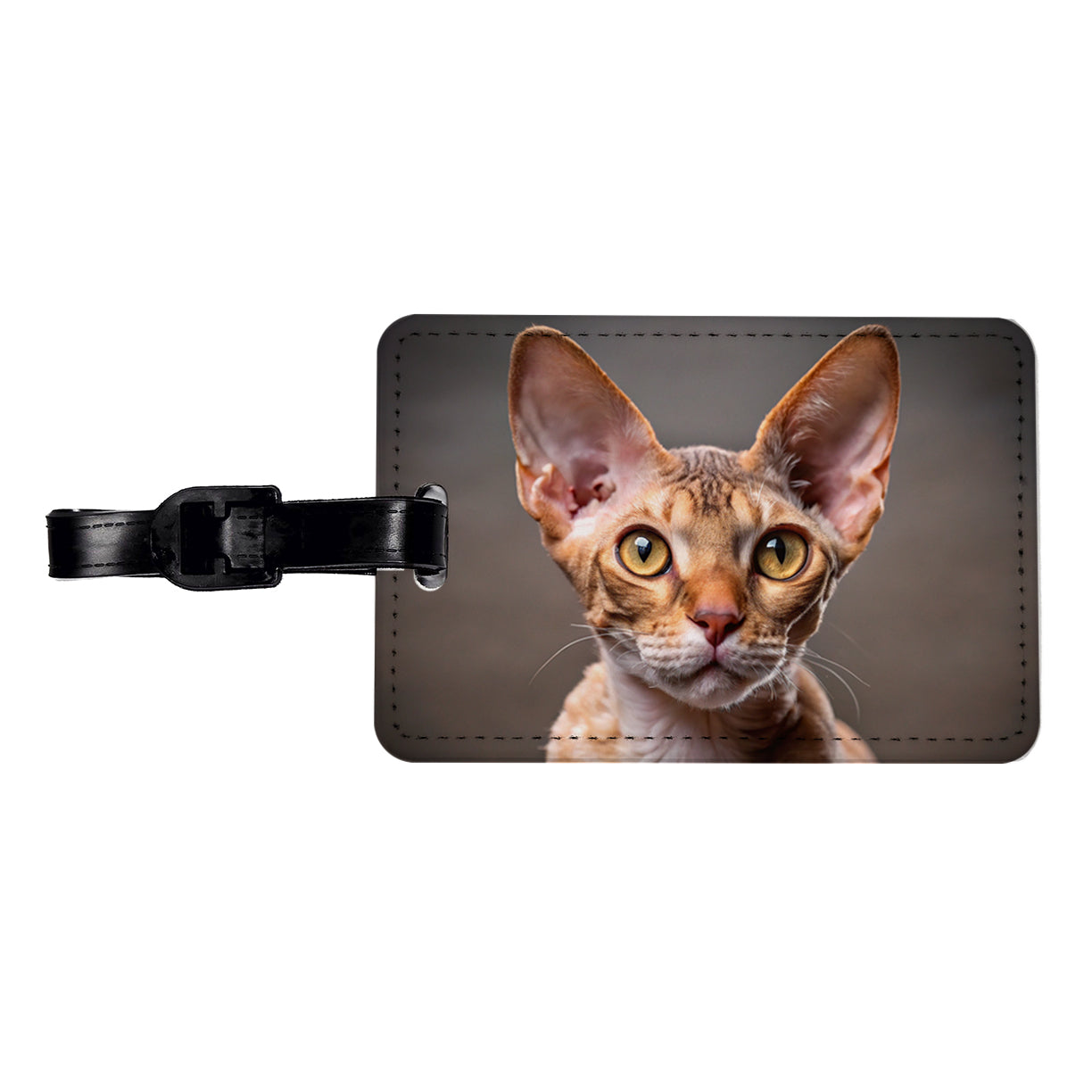 Devon Rex Cat Photo Travel Faux Leather Luggage Tag