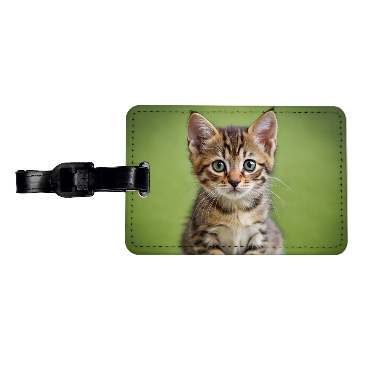 European Shorthair Cat Kitten Photo Travel Faux Leather Luggage Tag
