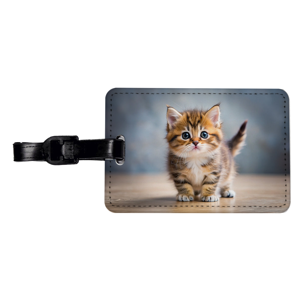Munchkin Cat Kitten Photo Travel Faux Leather Luggage Tag
