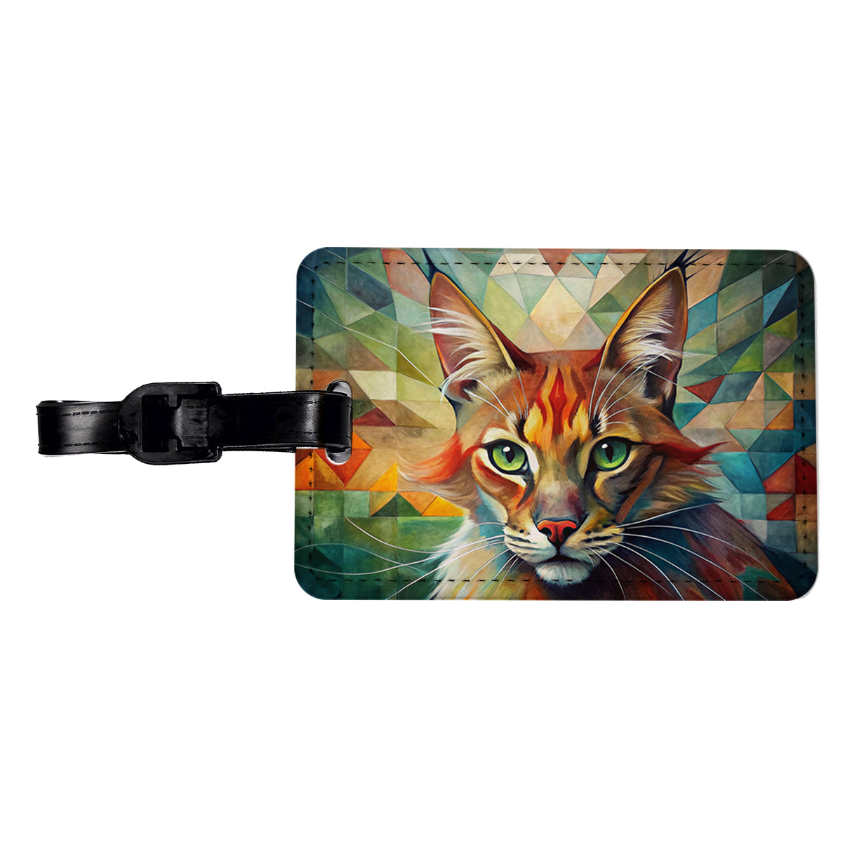 Somali Cat Abstract Art Travel Faux Leather Luggage Tag