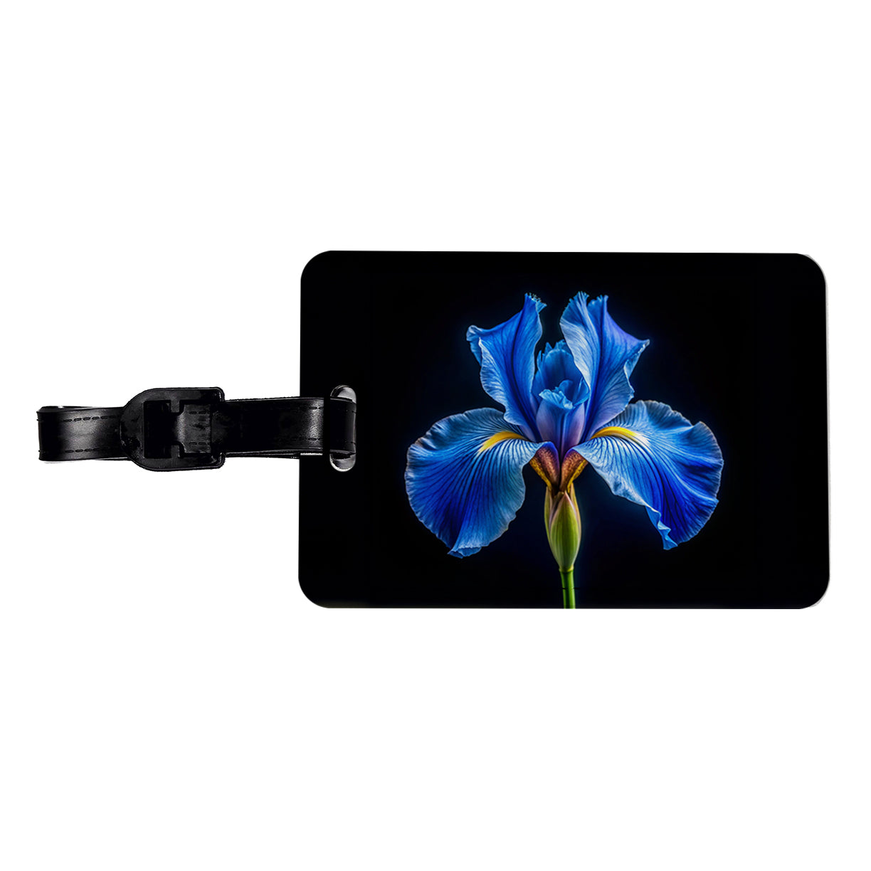 Blue Iris Flower Photo Travel Faux Leather Luggage Tag