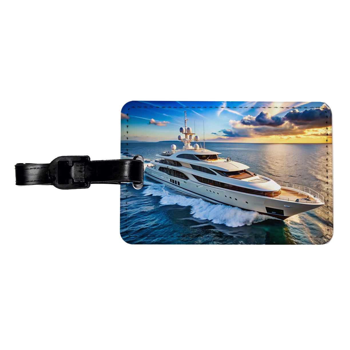 Luxury Yacht Ship At Sea Travel Faux Leather Luggage Tag