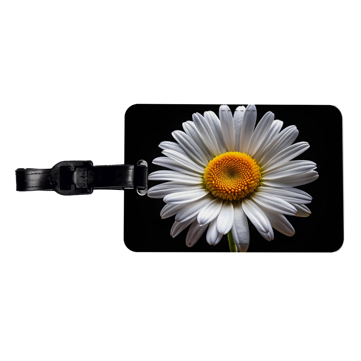 White Daisy Flower Photo Travel Faux Leather Luggage Tag