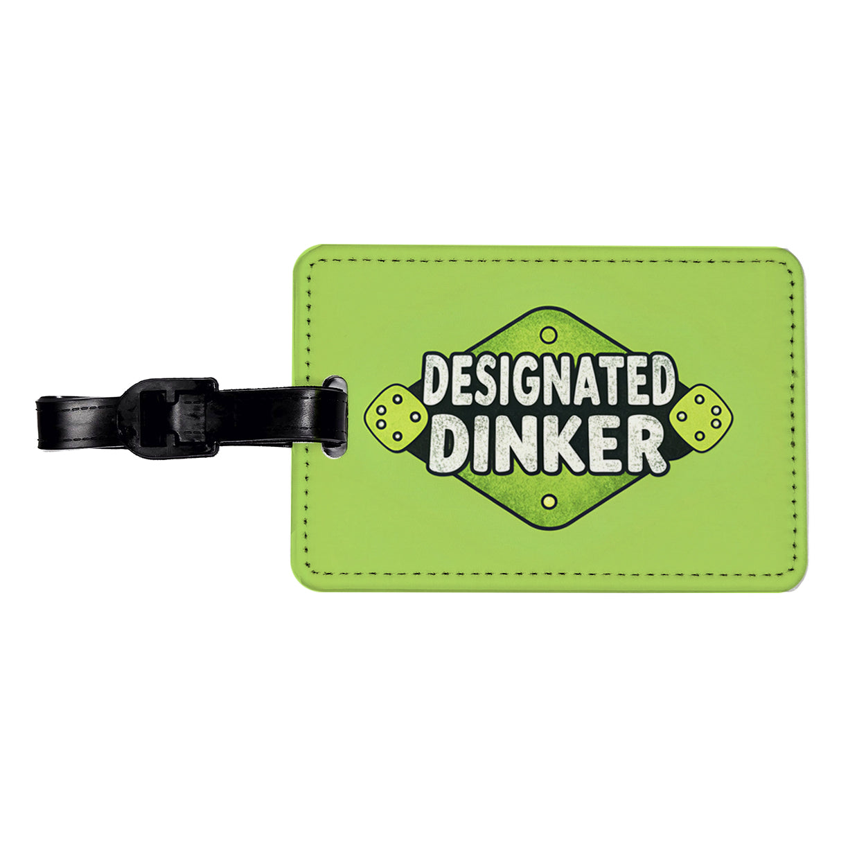 Designated Dinker Funny Pickleball Saying Travel Faux Leather Luggage Tag