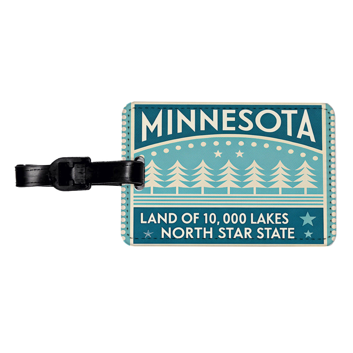 Minnesota MN Land of 10000 Lakes State Travel Vacation Stamp Travel Faux Leather Luggage Tag