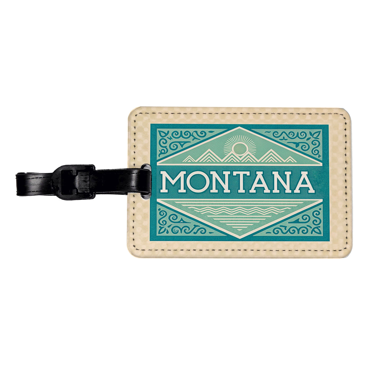 Montana MT State Travel Vacation Stamp Travel Faux Leather Luggage Tag