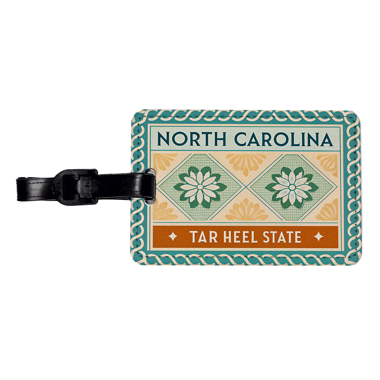 North Carolina NC Tar Heel State Travel Vacation Stamp Travel Faux Leather Luggage Tag