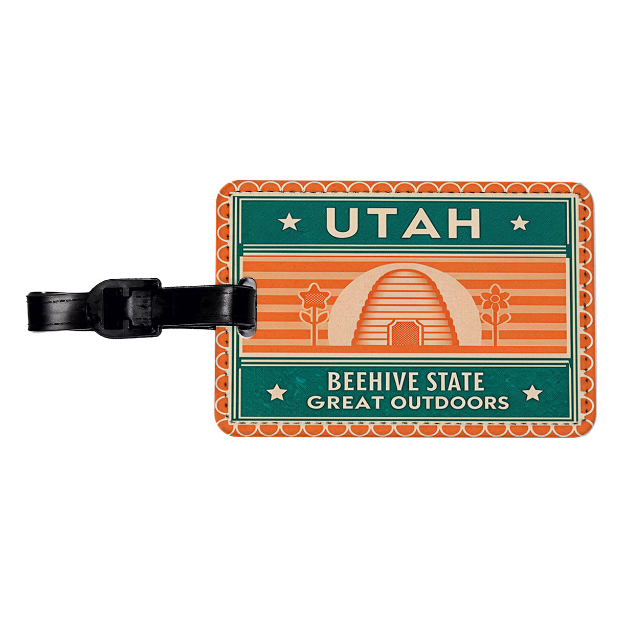 Utah UT Great Outdoors Beehive State Travel Vacation Stamp Travel Faux Leather Luggage Tag