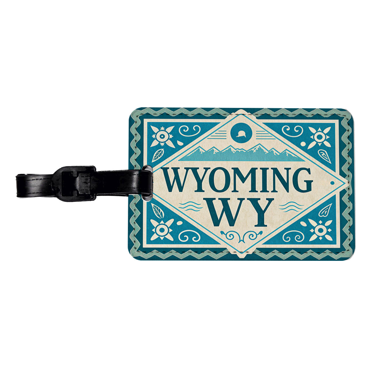 Wyoming WY State Travel Vacation Stamp Travel Faux Leather Luggage Tag