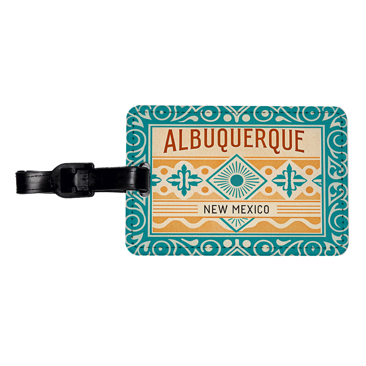 Albuquerque NM New Mexico Travel Vacation Stamp Travel Faux Leather Luggage Tag