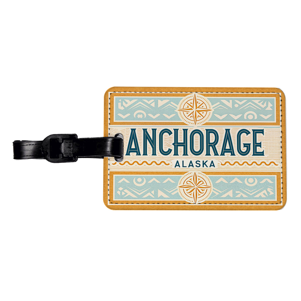 Anchorage AK Alaska Travel Vacation Stamp Travel Faux Leather Luggage Tag