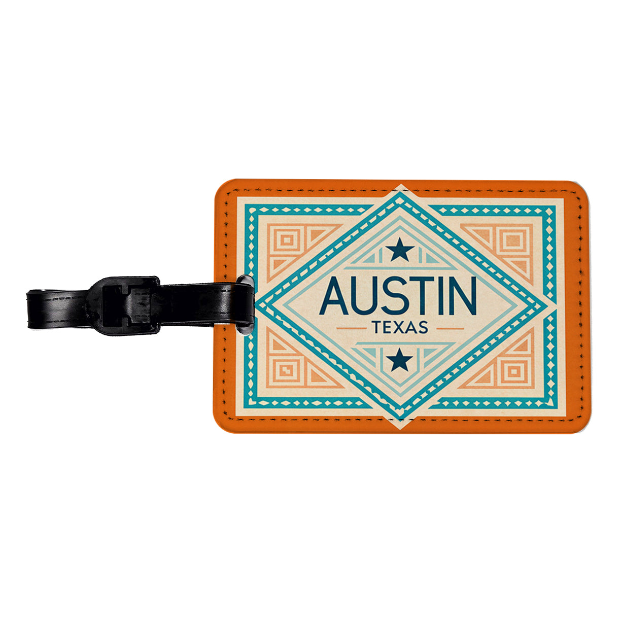 Austin TX Texas Travel Vacation Stamp Travel Faux Leather Luggage Tag