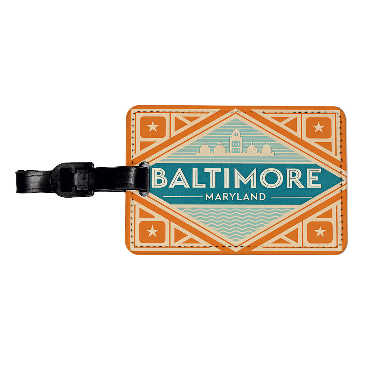 Baltimore MD Maryland Travel Vacation Stamp Travel Faux Leather Luggage Tag