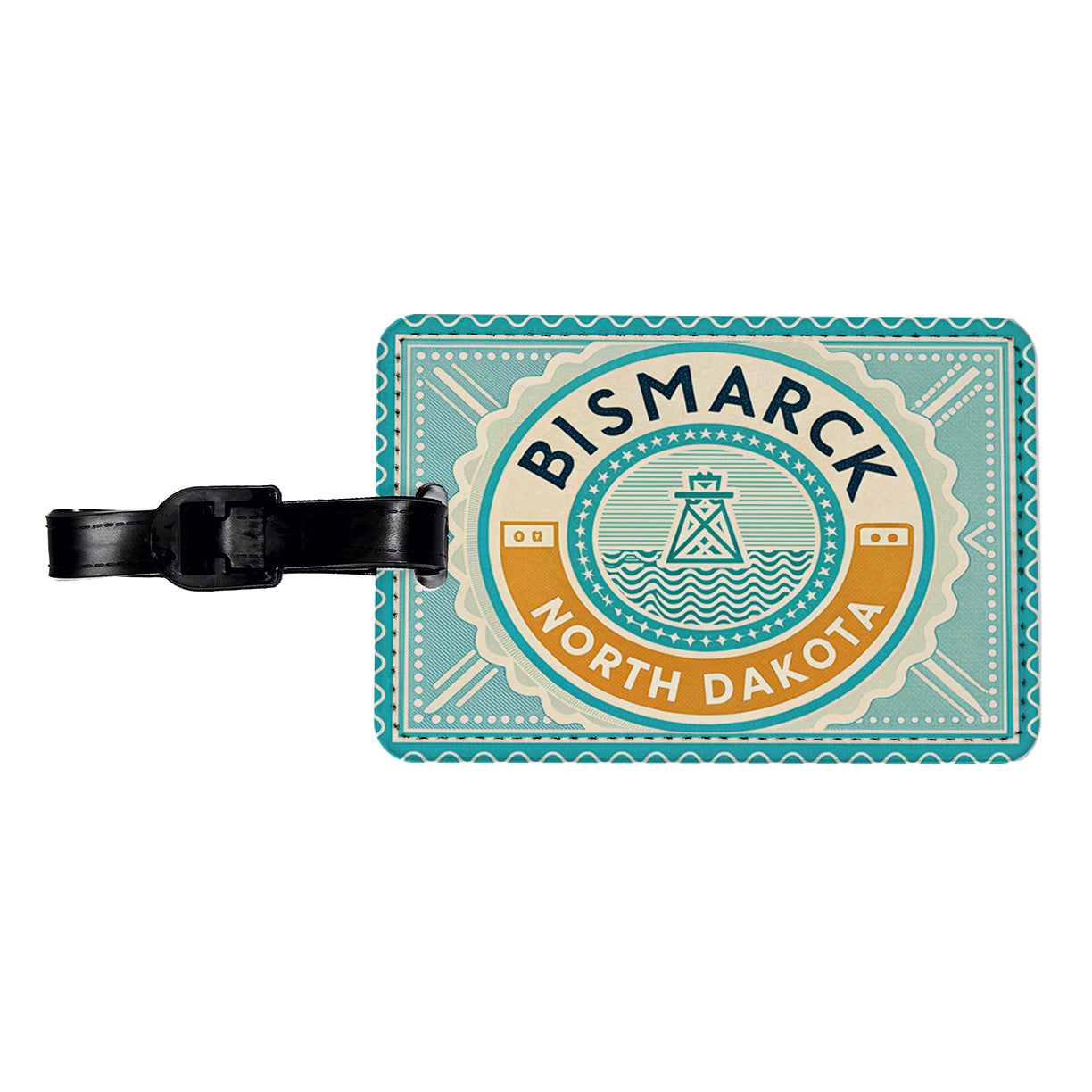 Bismarck ND North Dakota Travel Vacation Stamp Travel Faux Leather Luggage Tag