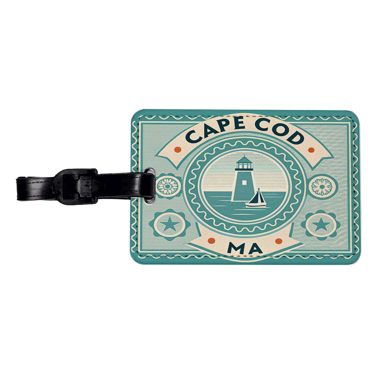 Cape Cod MA Massachusetts Travel Vacation Stamp Travel Faux Leather Luggage Tag