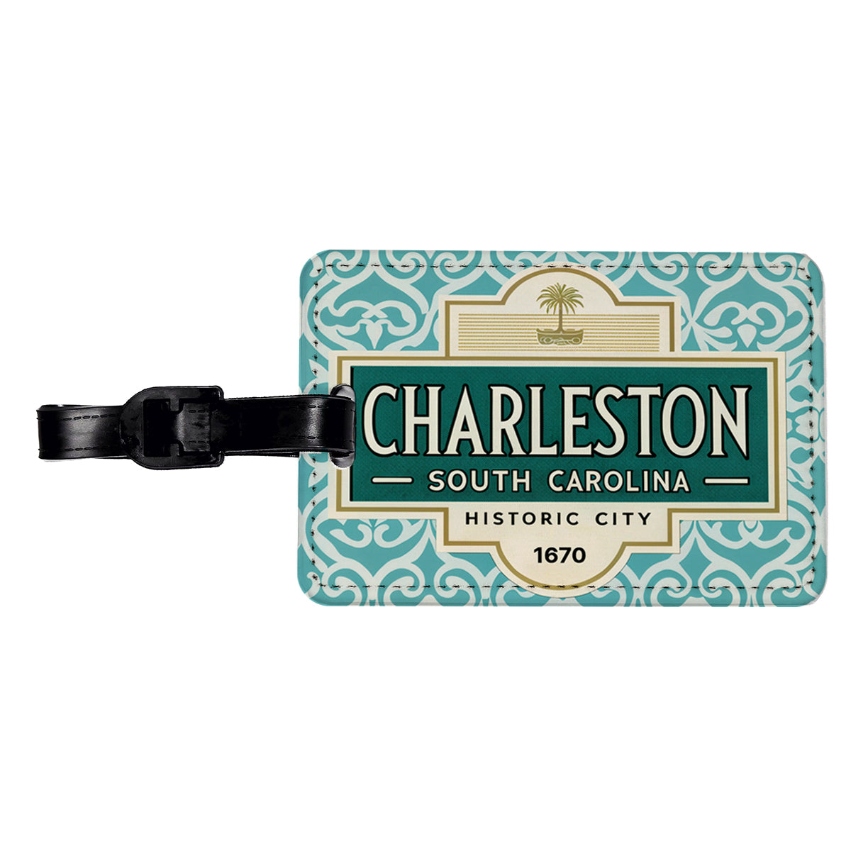 Charleston SC South Carolina Travel Vacation Stamp Travel Faux Leather Luggage Tag