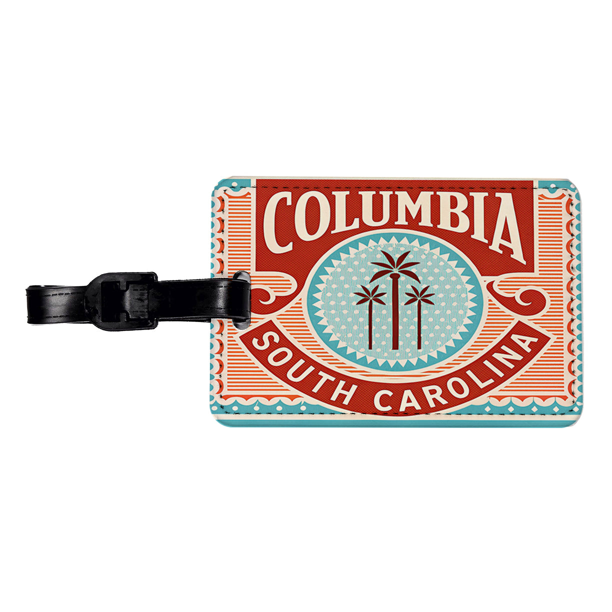 Columbia SC South Carolina Travel Vacation Stamp Travel Faux Leather Luggage Tag