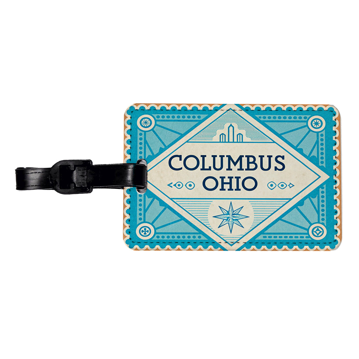 Columbus OH Ohio Travel Vacation Stamp Travel Faux Leather Luggage Tag