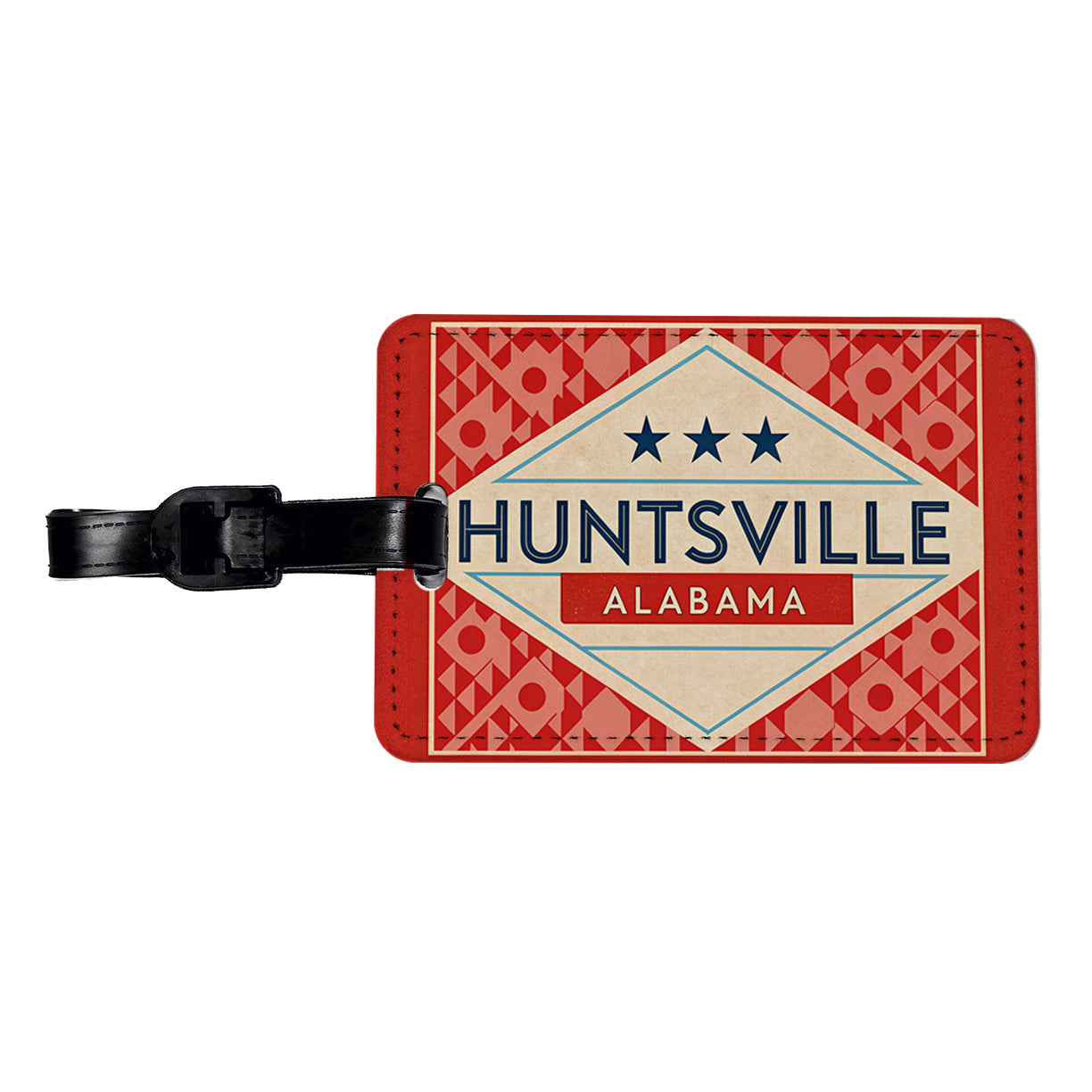 Huntsville AL Alabama Travel Vacation Stamp Travel Faux Leather Luggage Tag