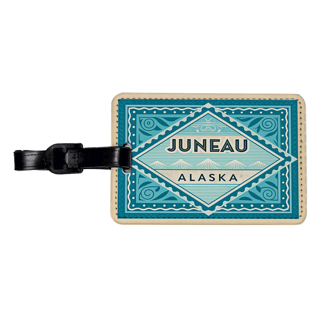 Juneau AK Alaska Travel Vacation Stamp Travel Faux Leather Luggage Tag