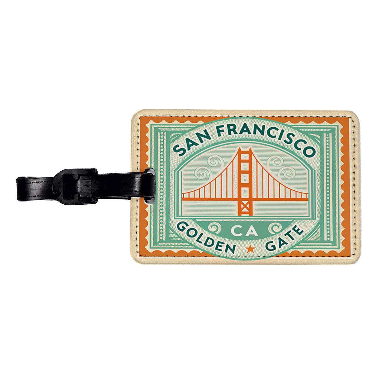 San Francisco CA California Golden Gate Bridge Travel Vacation Stamp Travel Faux Leather Luggage Tag