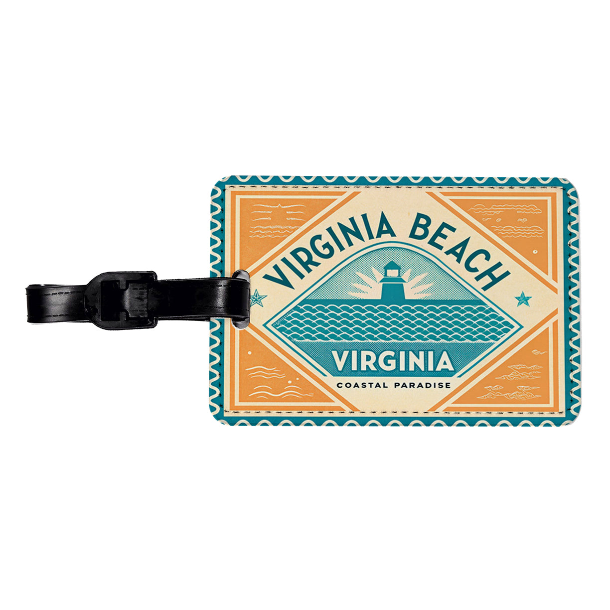 Virginia Beach VA Travel Vacation Stamp Travel Faux Leather Luggage Tag