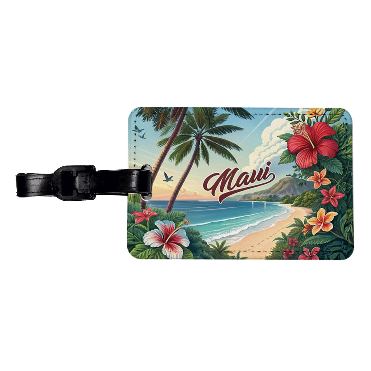 Maui, Hawaii HI Travel City State Stamp Travel Faux Leather Luggage Tag