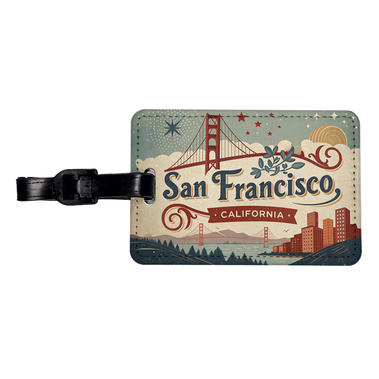 San Francisco, California CA Travel City State Stamp Travel Faux Leather Luggage Tag