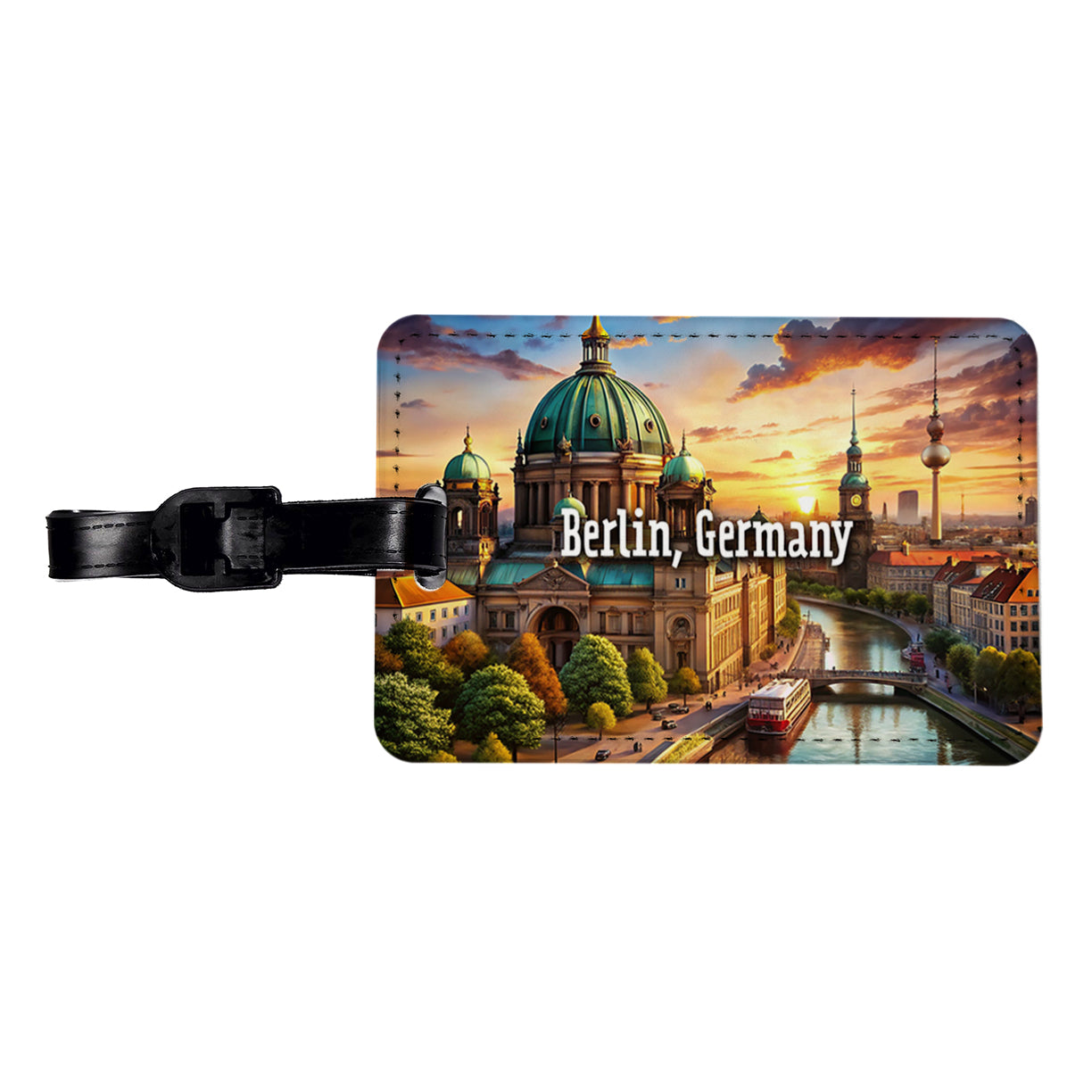 Berlin, Germany Travel City Country Stamp Travel Faux Leather Luggage Tag