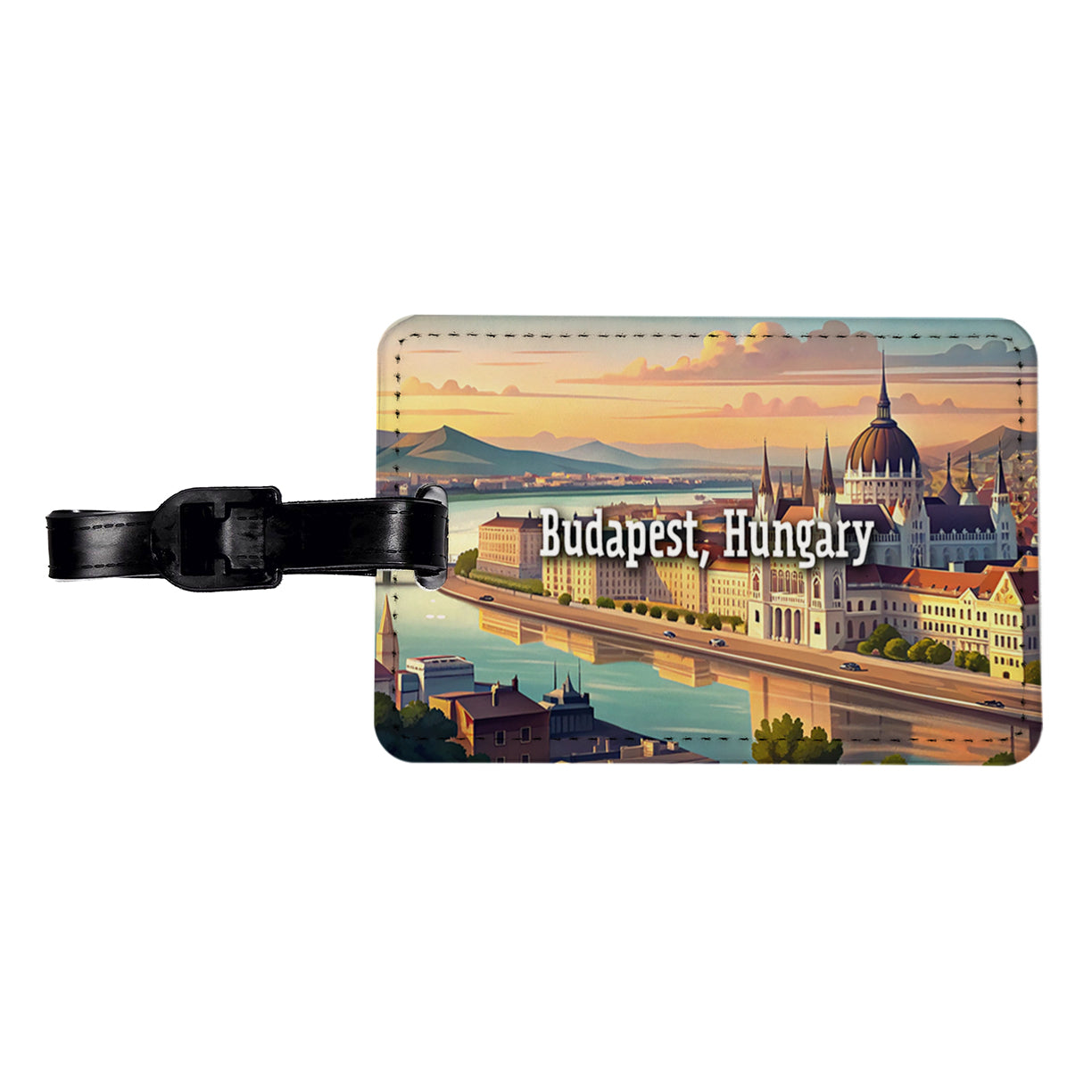 Budapest, Hungary Travel City Country Stamp Travel Faux Leather Luggage Tag