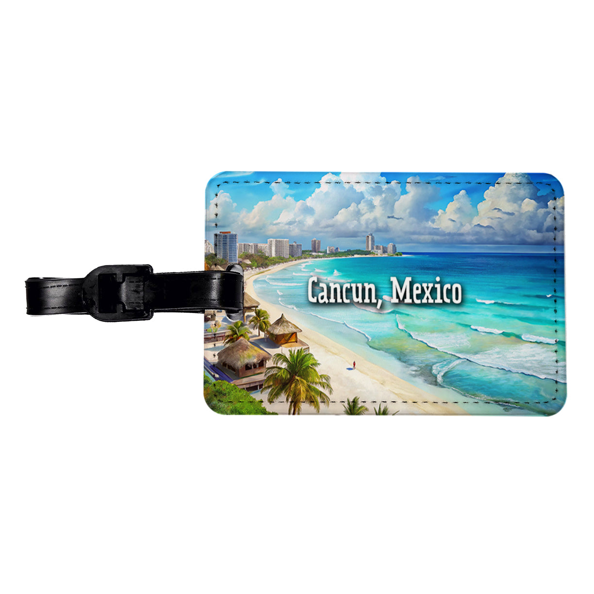 Cancun, Mexico Travel City Country Stamp Travel Faux Leather Luggage Tag