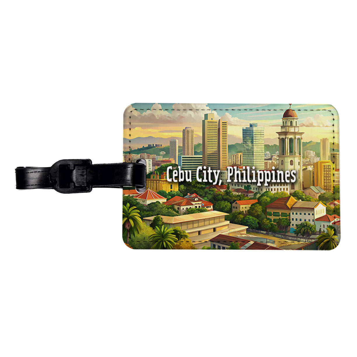 Cebu City, Philippines Travel City Country Stamp Travel Faux Leather Luggage Tag