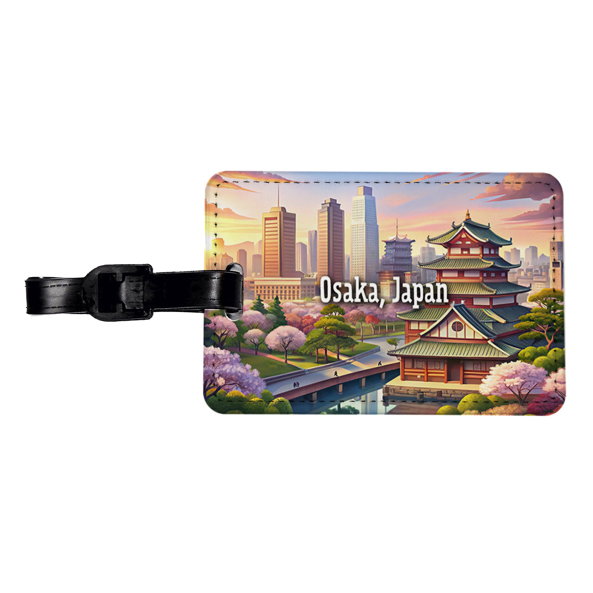 Osaka, Japan Travel City Country Stamp Travel Faux Leather Luggage Tag