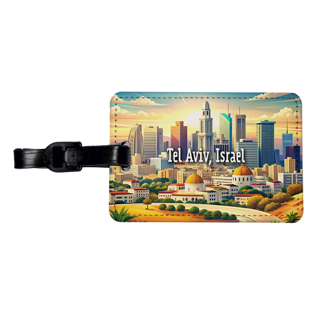 Tel Aviv, Israel Travel City Country Stamp Travel Faux Leather Luggage Tag