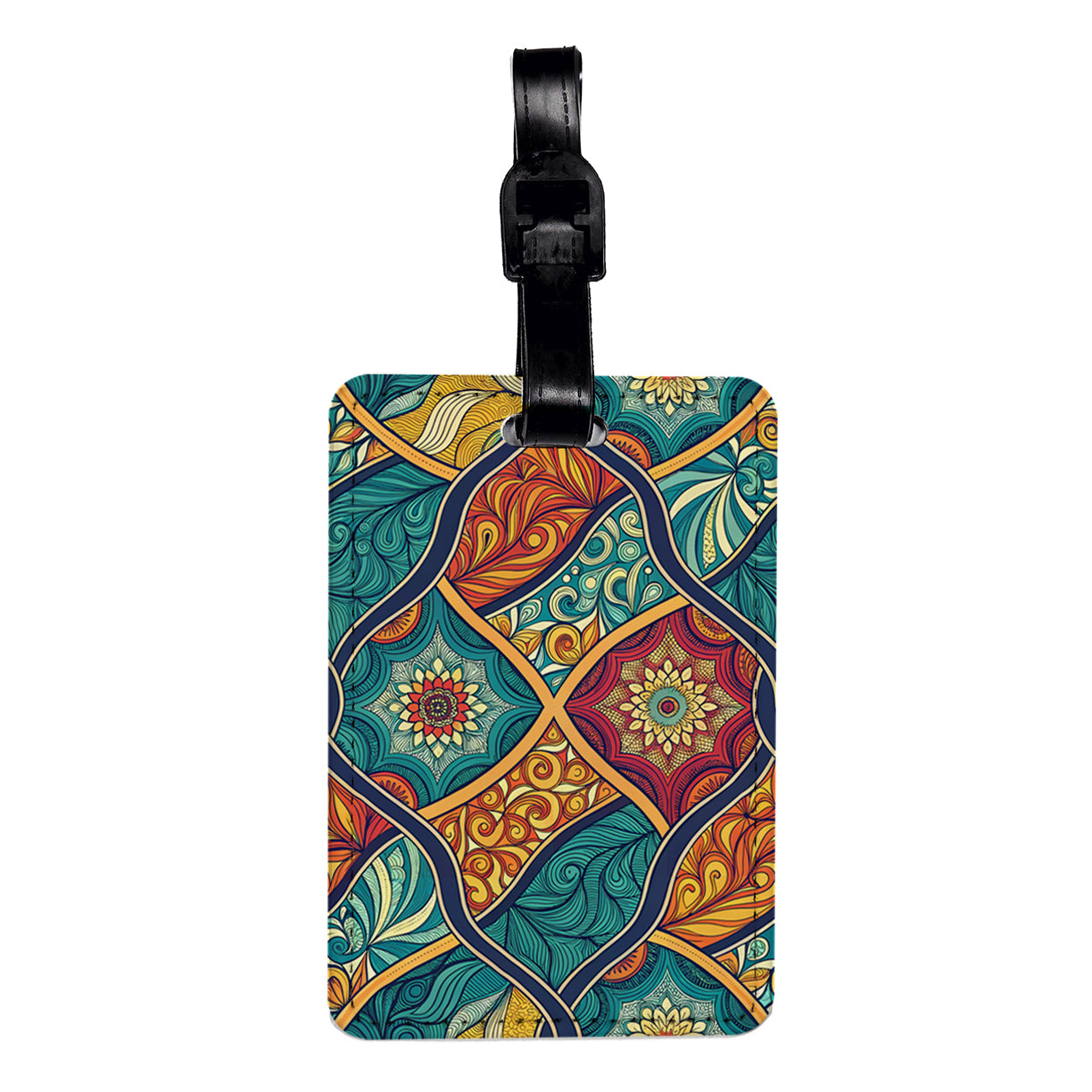 Abstract Blue Yellow Design Travel Faux Leather Luggage Tag