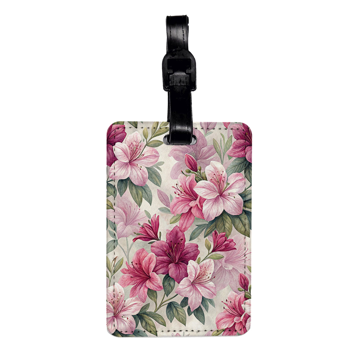 Azalea Flowers Pink Floral Travel Faux Leather Luggage Tag