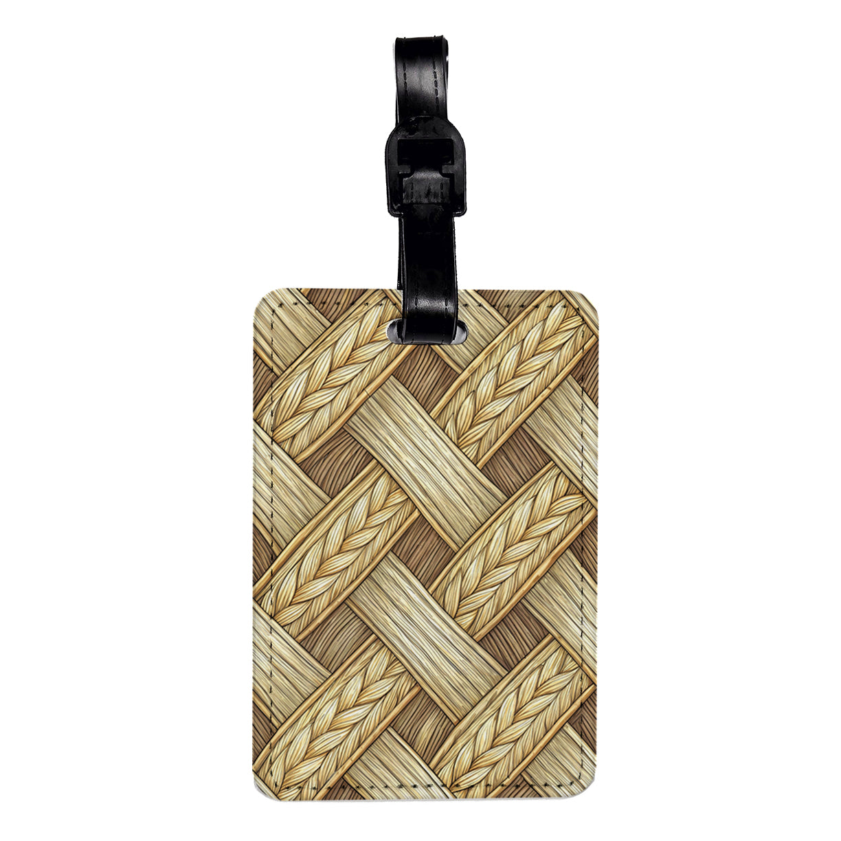 Basket Weave Pattern Travel Faux Leather Luggage Tag