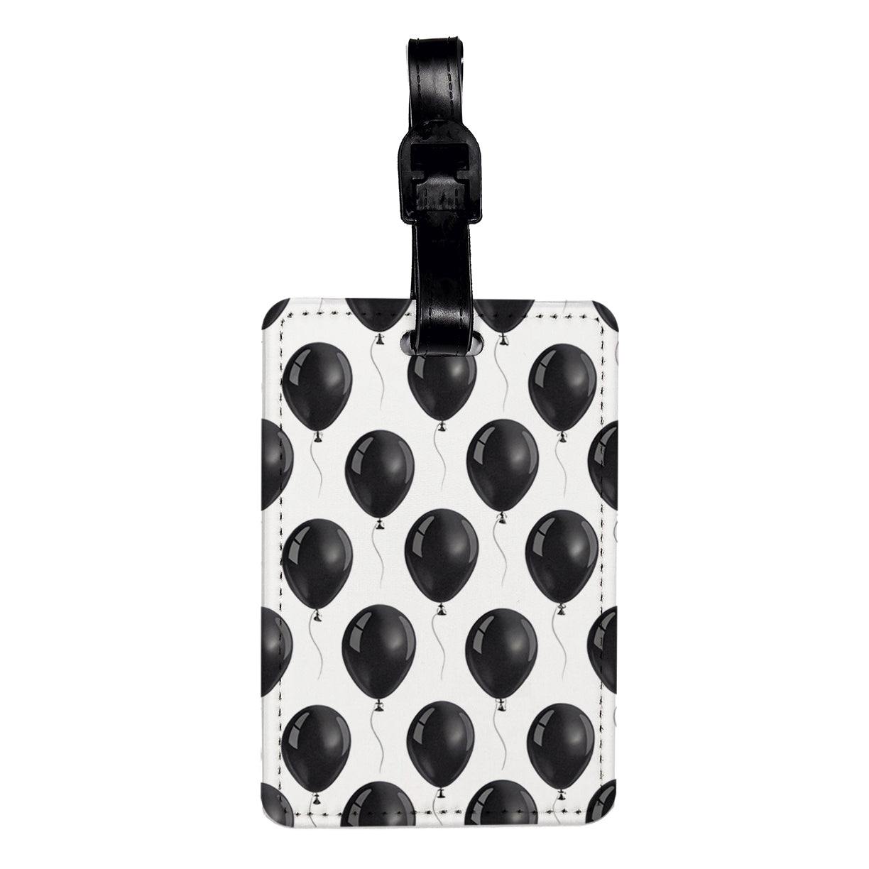 Black Balloons Background Travel Faux Leather Luggage Tag