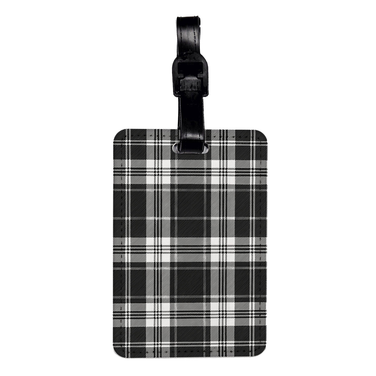 Black Plaid Background Travel Faux Leather Luggage Tag