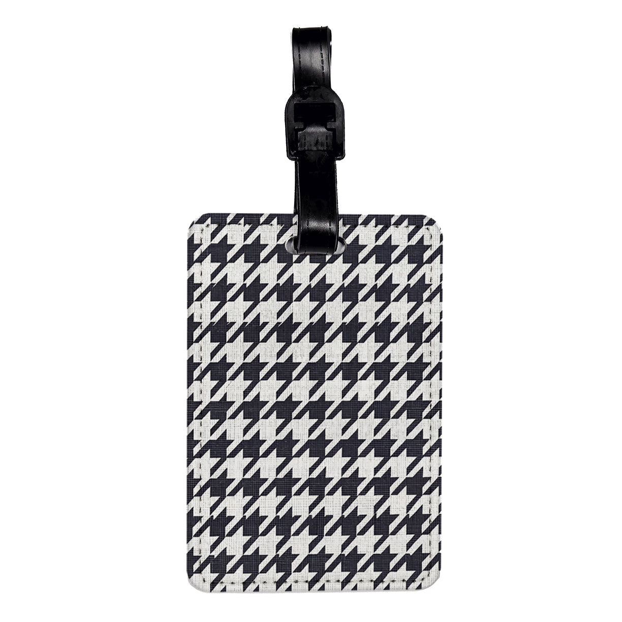 Black White Houndstooth Background Travel Faux Leather Luggage Tag