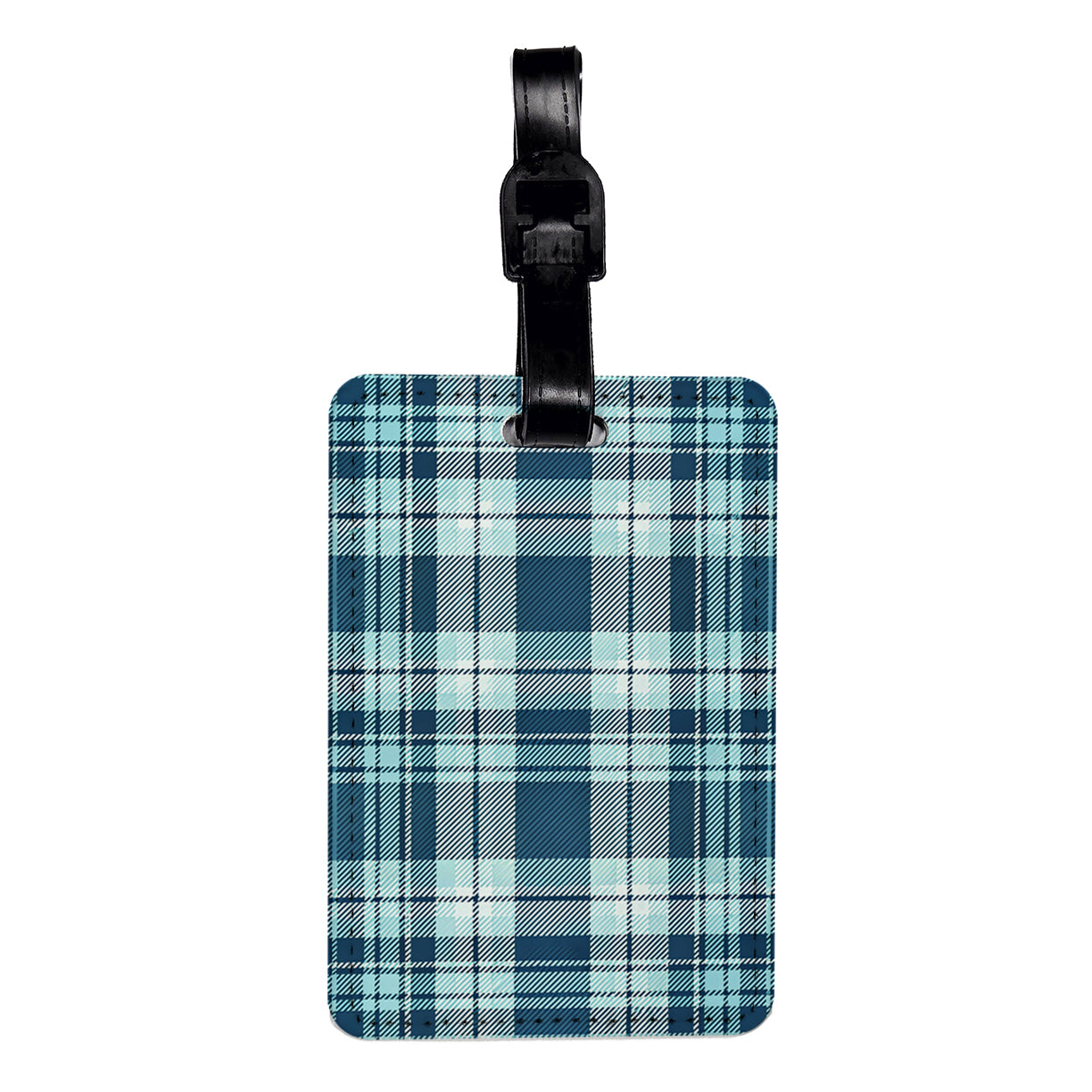 Blue Plaid Background Travel Faux Leather Luggage Tag