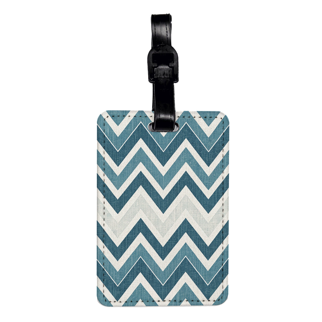 Blue White Chevrons Background Travel Faux Leather Luggage Tag