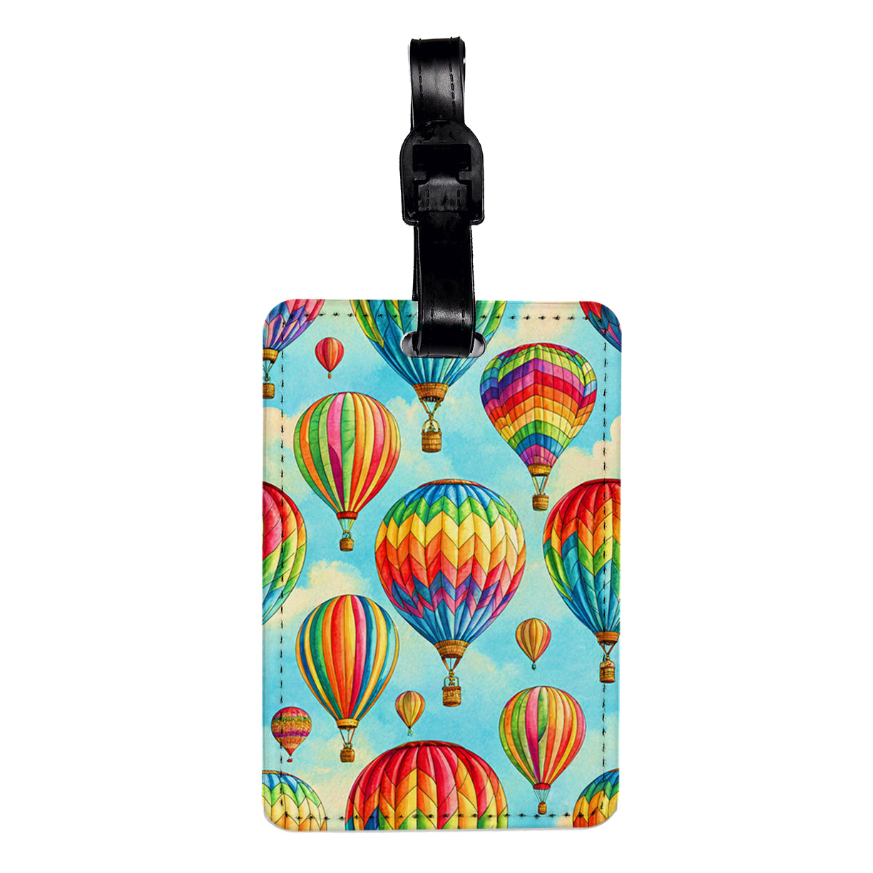 Bright Hot Air Balloons Travel Faux Leather Luggage Tag