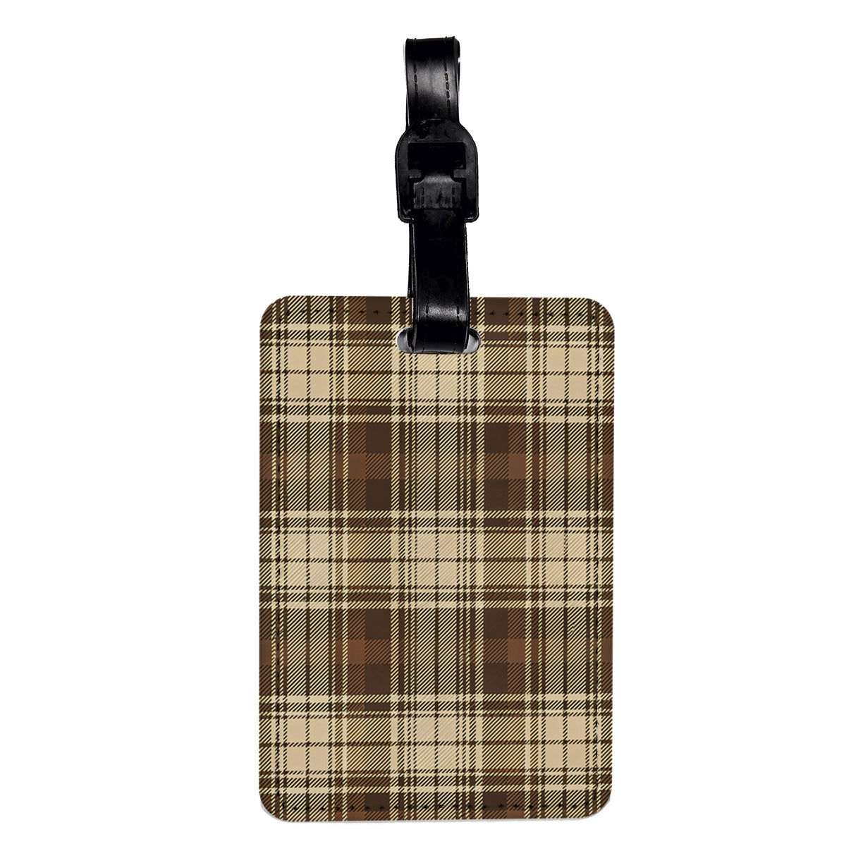 Brown Plaid Background Travel Faux Leather Luggage Tag