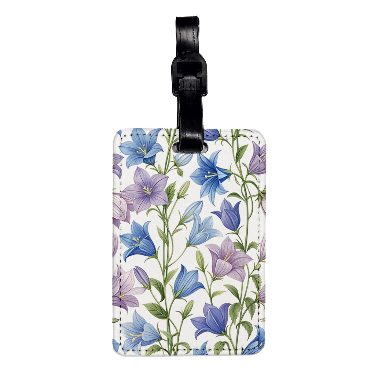 Campanula Blue Purple Flowers Travel Faux Leather Luggage Tag